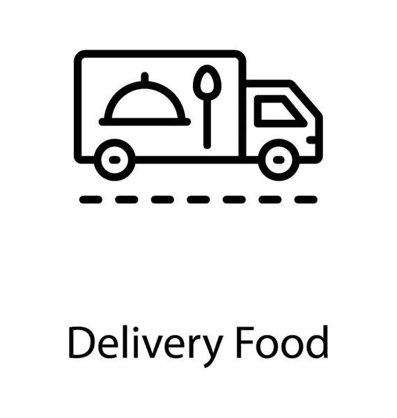 一辆带有食品图形的汽车 描述了食品配送的要素 — 图库矢量图片