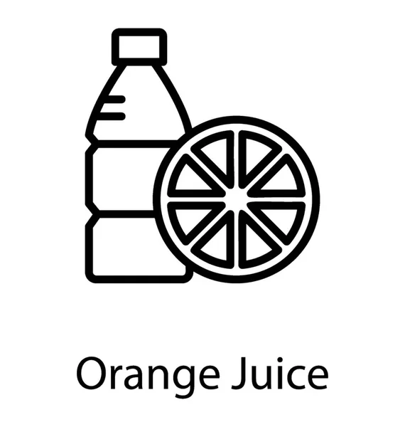 Ein Flaschenbehälter Mit Orangenscheibe Die Orangensaft Repräsentiert — Stockvektor
