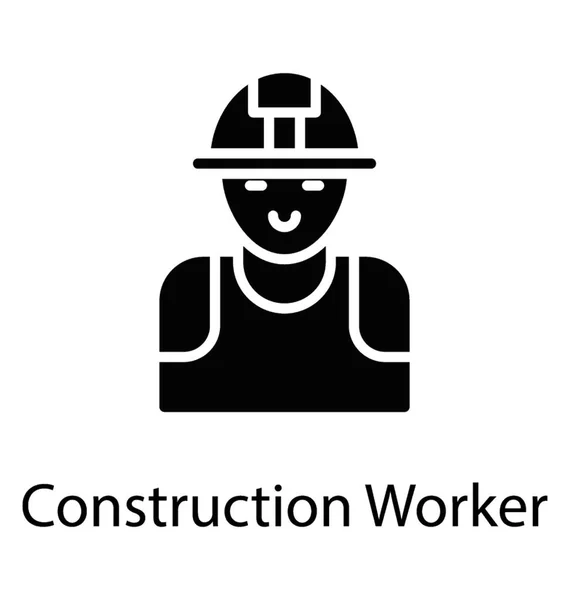 Travailleur Construction Glyphe Icône Design Avatar — Image vectorielle