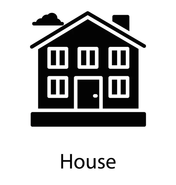 一栋家庭大厦 一座住宅建筑的字形图标设计 — 图库矢量图片