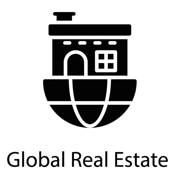 Building Architecture Globe Grid International Real Estate Glyph Icon — Stock Vector