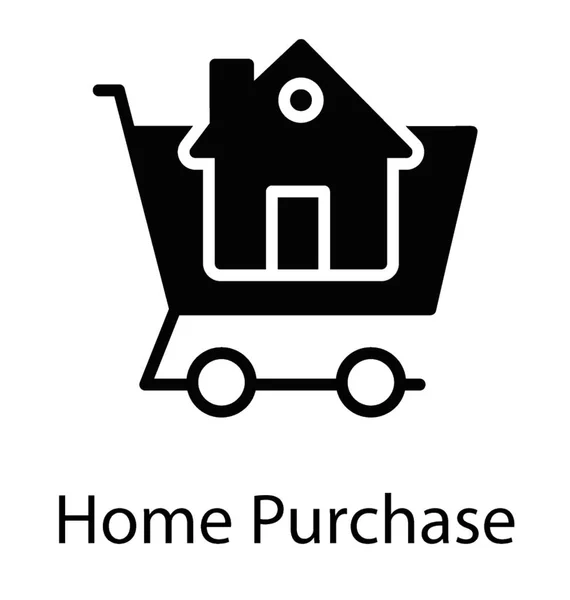 Uma Casa Carrinho Compras Comprar Nova Casa Online —  Vetores de Stock