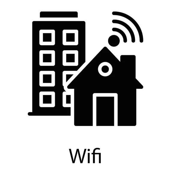 Señales Wifi Dentro Una Casa Internet Casa — Archivo Imágenes Vectoriales