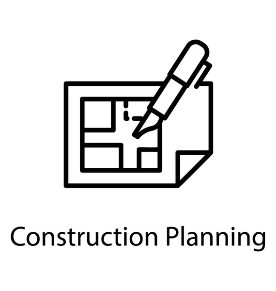Teknik Bir Çizim Veya Mimari Plan Plan Simgesi — Stok Vektör