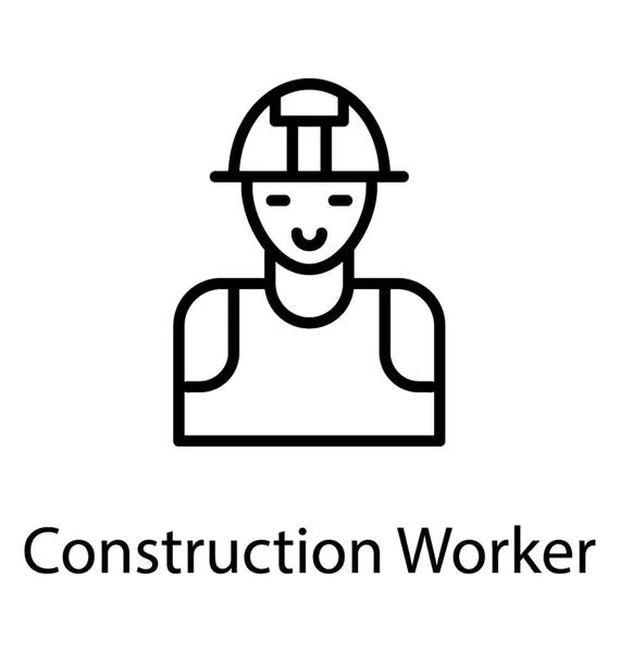 Construction Worker Line Icon Design Avatar — Stock Vector
