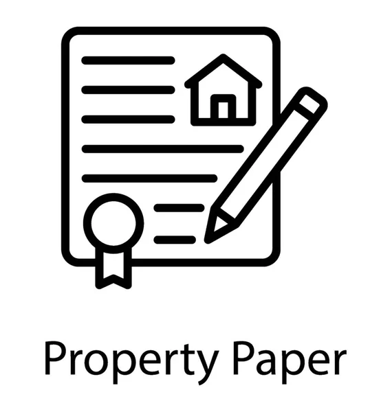 Een Print Een Document Potlood Weergegeven Huis Certificeringsservice Huis — Stockvector