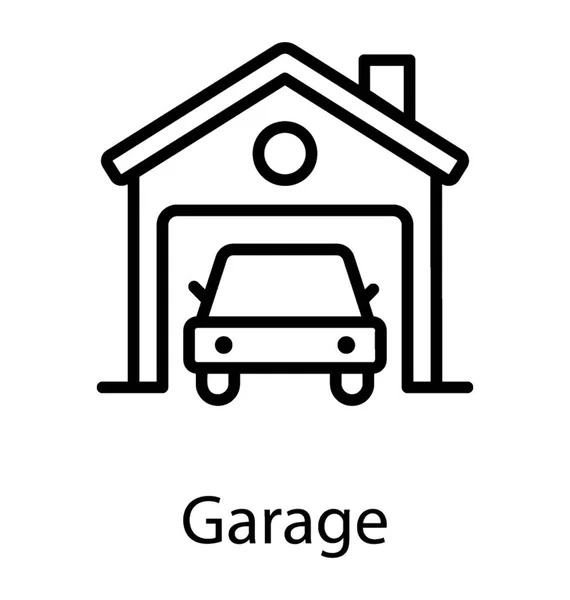 Een Auto Geparkeerd Garage Voor Wagens — Stockvector