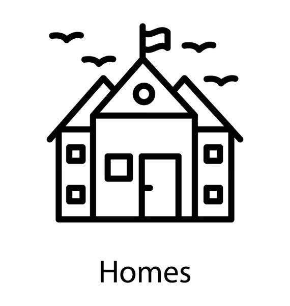 建设象征教育建筑的旗帜 — 图库矢量图片