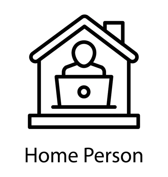 Menselijke Avatar Huisje Exterieur Home Persoon Lijn Pictogram — Stockvector