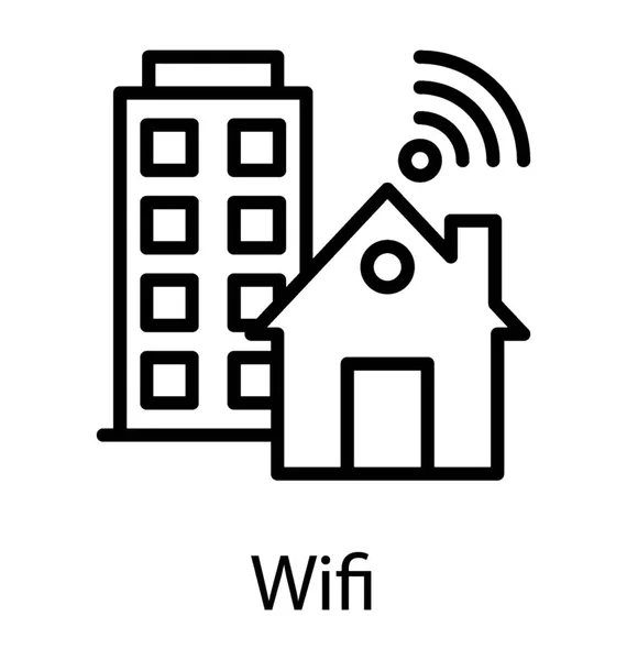 Segnali Wifi All Interno Una Casa Internet Casa — Vettoriale Stock