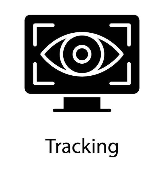 Desktop Lcd Screen Focus Eye Denoting Tracking Icon — Stock Vector