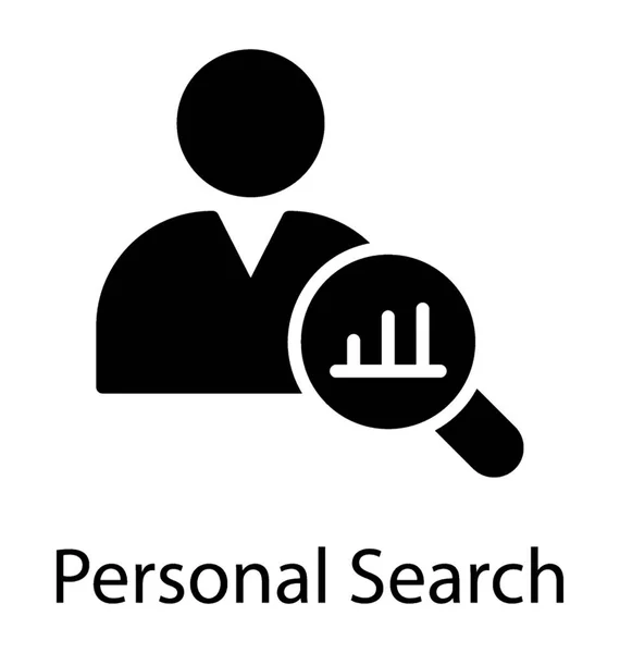Human Avatar Magnifier Showing Some Bars Indicating Personal Search Icon — Stock Vector