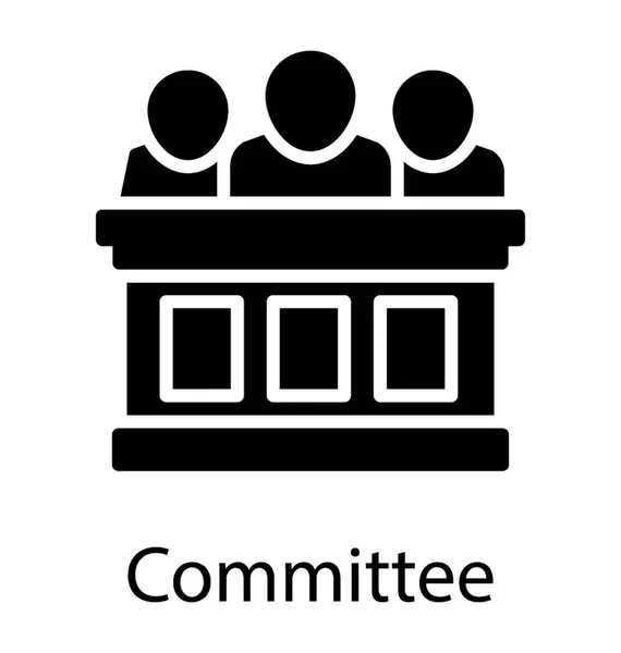 Några Styrelseledamöter Som Sitter Bänken Som Betecknar Ikonen För Kommittén — Stock vektor
