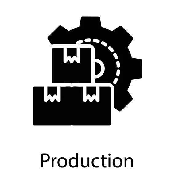 Envases Colocados Una Simetría Con Engranaje Detrás Icono Para Producción — Vector de stock