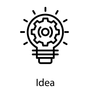 Ona fikir simgesi bir idealleştirme ampul pırıltı çizgileri ve dişli içinde