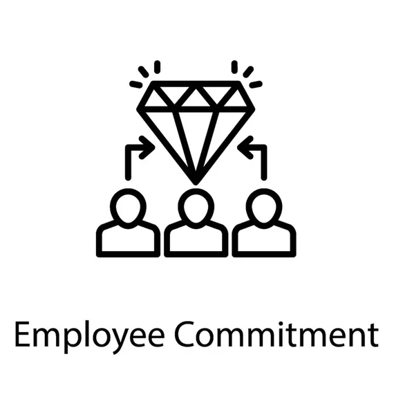 両サイドの矢印 従業員コミットメント アイコンの概念を介してダイヤモンドと関連付けられている従業員の数 — ストックベクタ