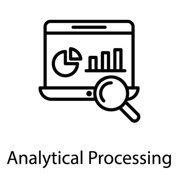 Laptop Com Alguns Gráficos Analíticos Lupa Juntos Representando Ícone Processamento — Vetor de Stock