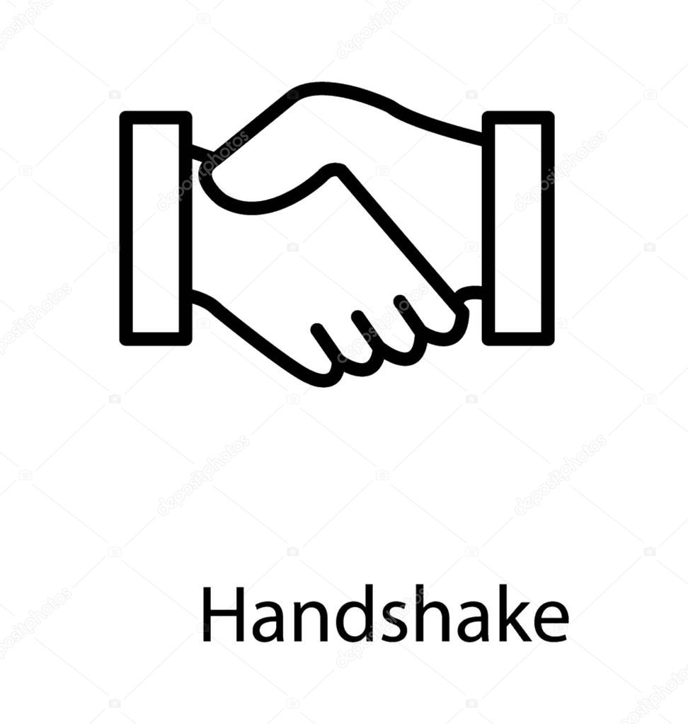 Two hands clasping each other in pleasant manner, this is handshake icon 