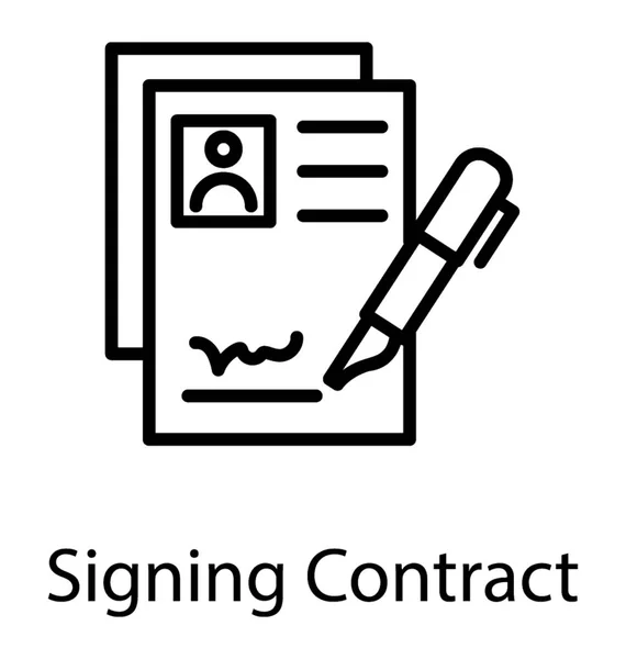 Documento Acuerdo Con Firma Pluma — Vector de stock