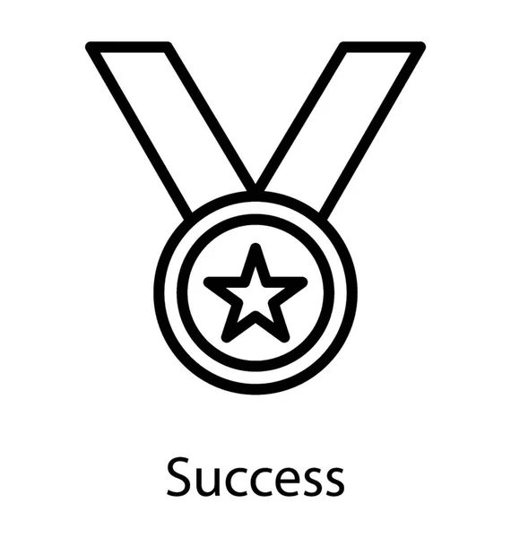Медаль Зіркою Співає Показує Іконка Успіху — стоковий вектор
