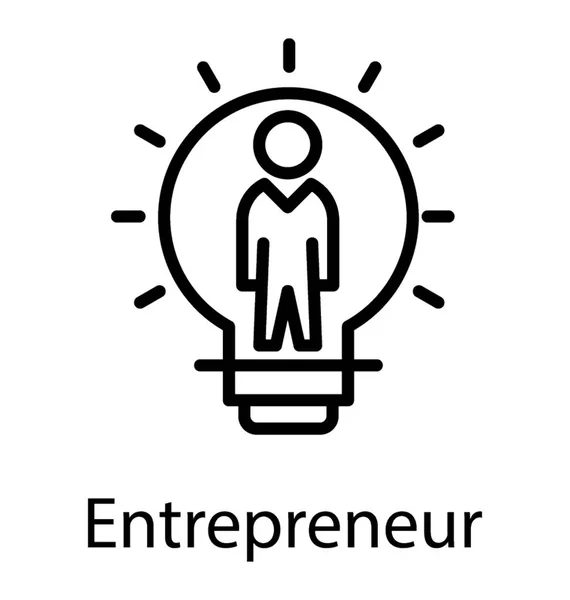 一个成功的人类头像显示在一个点燃的灯泡 这是企业家的图标 — 图库矢量图片