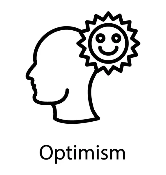 Ludzka Czaszka Happy Koła Zębatego Ikona Optymizmu — Wektor stockowy