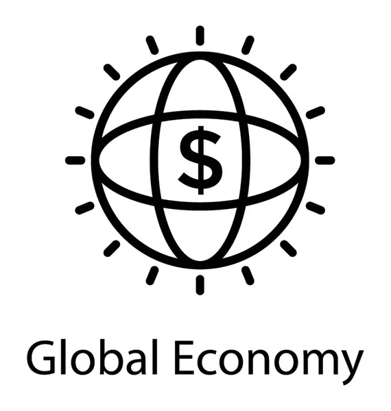 Rotacyjne Glob Niektórych Dolar Środku Wyświetlanie Ico Dla Światowej Gospodarki — Wektor stockowy