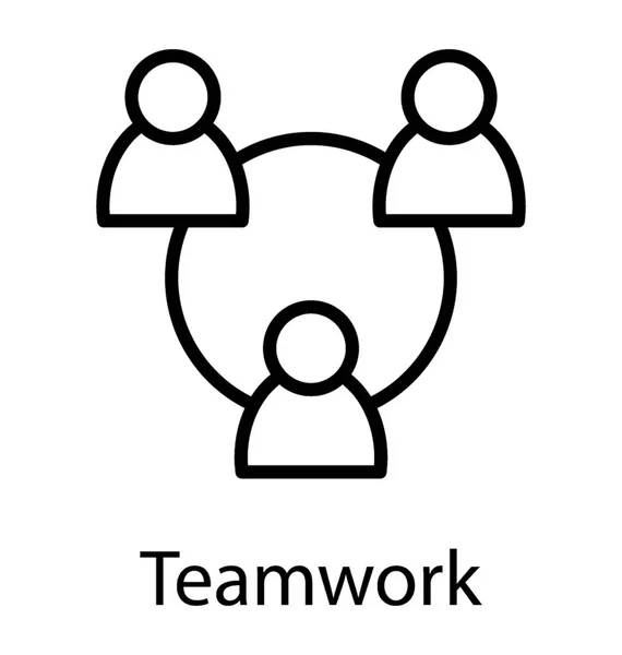 チームワークを意味するサークルで一緒に接続されている労働者のグループ — ストックベクタ