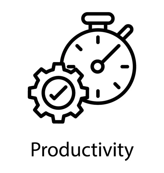 Cogwheel Com Sinal Aprovação Despertador Cena Exibindo Ícone Produtividade — Vetor de Stock