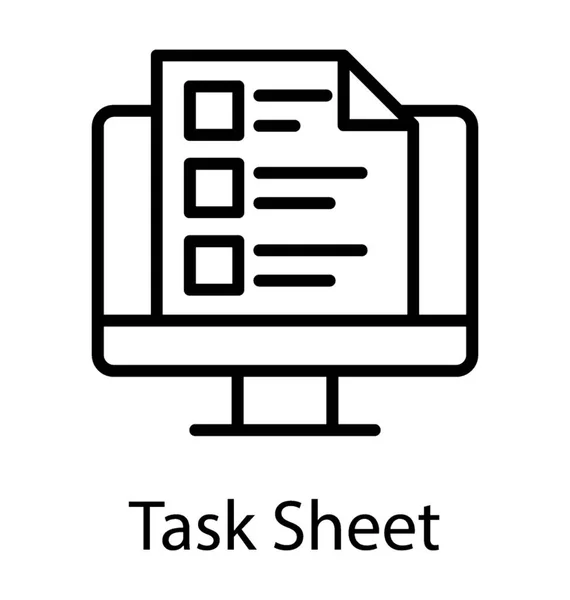 Laptop Bildschirm Mit Einer Liste Mit Dem Tasksheet Symbol — Stockvektor