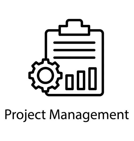 Portapapeles Con Algunas Estadísticas Proyectos Cogwheel Icono Para Gestión Proyectos — Vector de stock