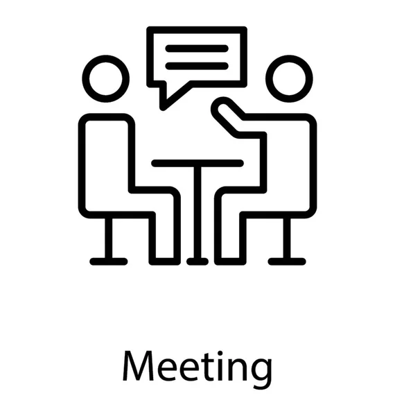 Insan Arasında Sohbet Kabarcık Bir Masada Oturmuş Toplantı Kavramı Vitrine — Stok Vektör