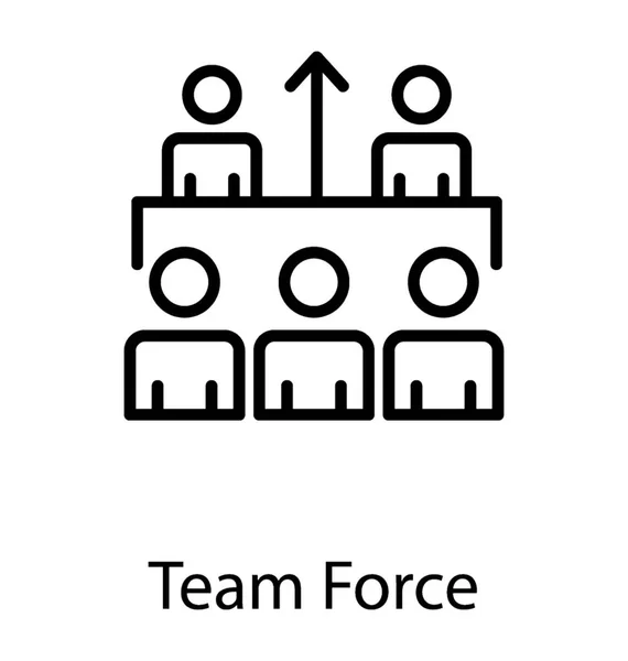 五团队成员 其中两个是团队领导 所有连接在一起 概念化团队力量图标 — 图库矢量图片
