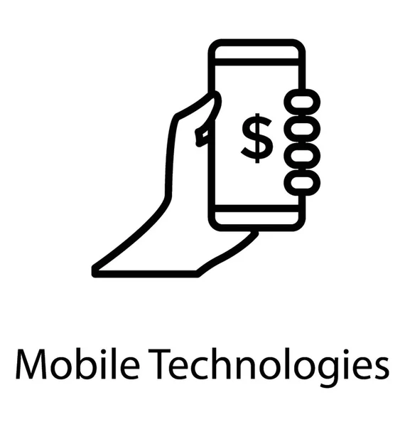 Mão Segurando Telefone Inteligente Exibindo Sinal Dólar Apresentando Conceito Tecnologias —  Vetores de Stock