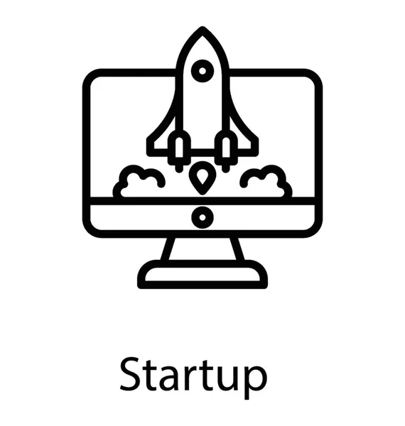 Ein Raketenwerfer Der Bereit Ist Von Einem Computerbildschirm Abzuheben Dies — Stockvektor