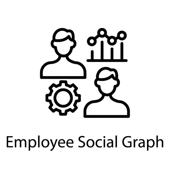 Mitarbeiter Einer Grafik Mit Zahnrad Und Balkendiagramm Mitarbeiter Soziales Diagramm — Stockvektor