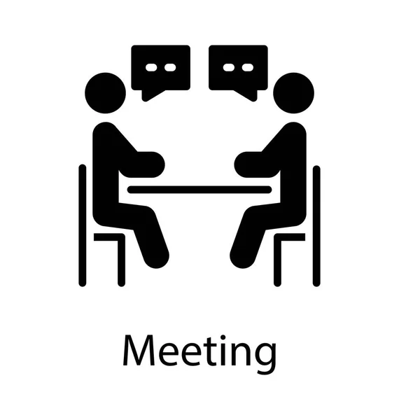 Ludzie Siedzą Wokół Tabeli Pokazującej Spotkanie Konferencji — Wektor stockowy