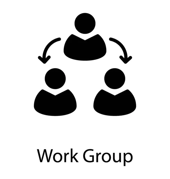 作業グループを表す矢印を介して接続されている人々 のグループ — ストックベクタ
