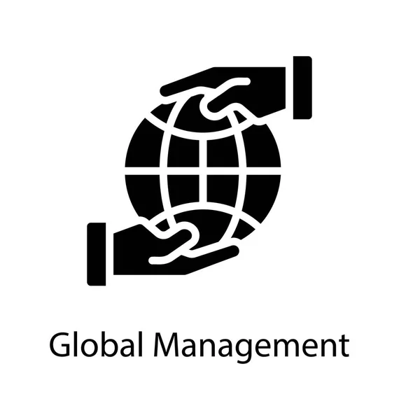 Kezei Földgömbön Globális Menedzsment Ötlet Bemutató Grafikus — Stock Vector