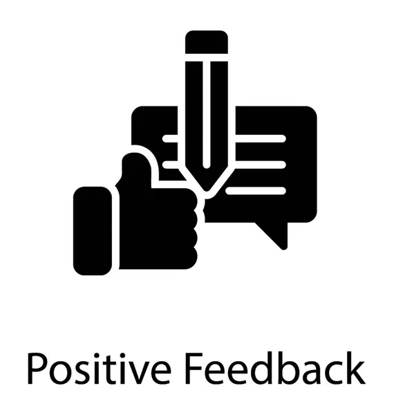 Thumbs Sign Chat Bubble Pencil Presenting Positive Feedback Icon — Stock Vector