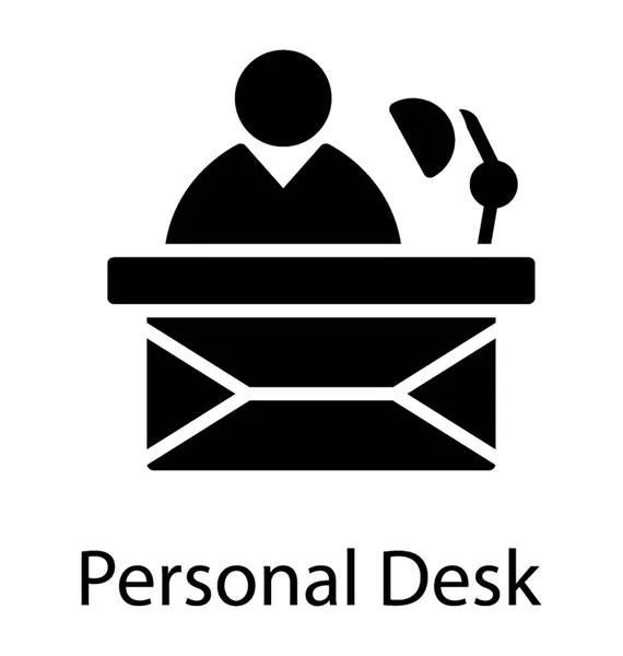 Empleado Oficina Sentado Escritorio Personal — Vector de stock