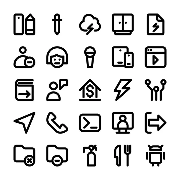 Fette Zeilensymbole Sammlung Der Benutzeroberfläche — Stockvektor