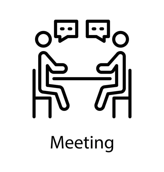 Gente Sentada Alrededor Mesa Mostrando Reunión Conferencia — Vector de stock
