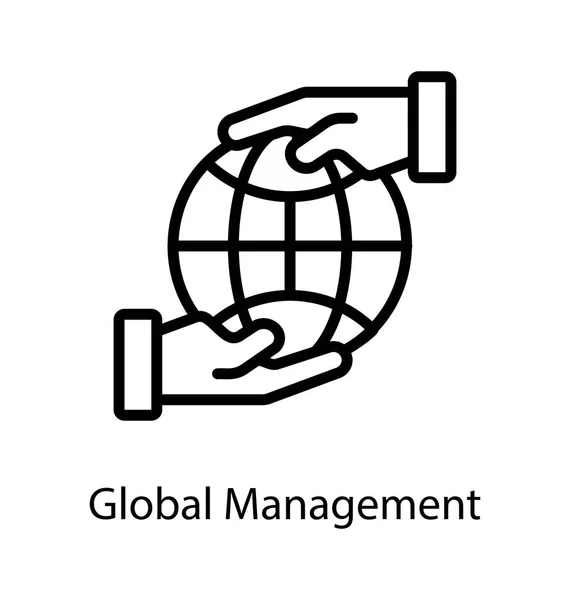 Mains Tenant Des Graphiques Globe Mondial Présentant Une Idée Gestion — Image vectorielle