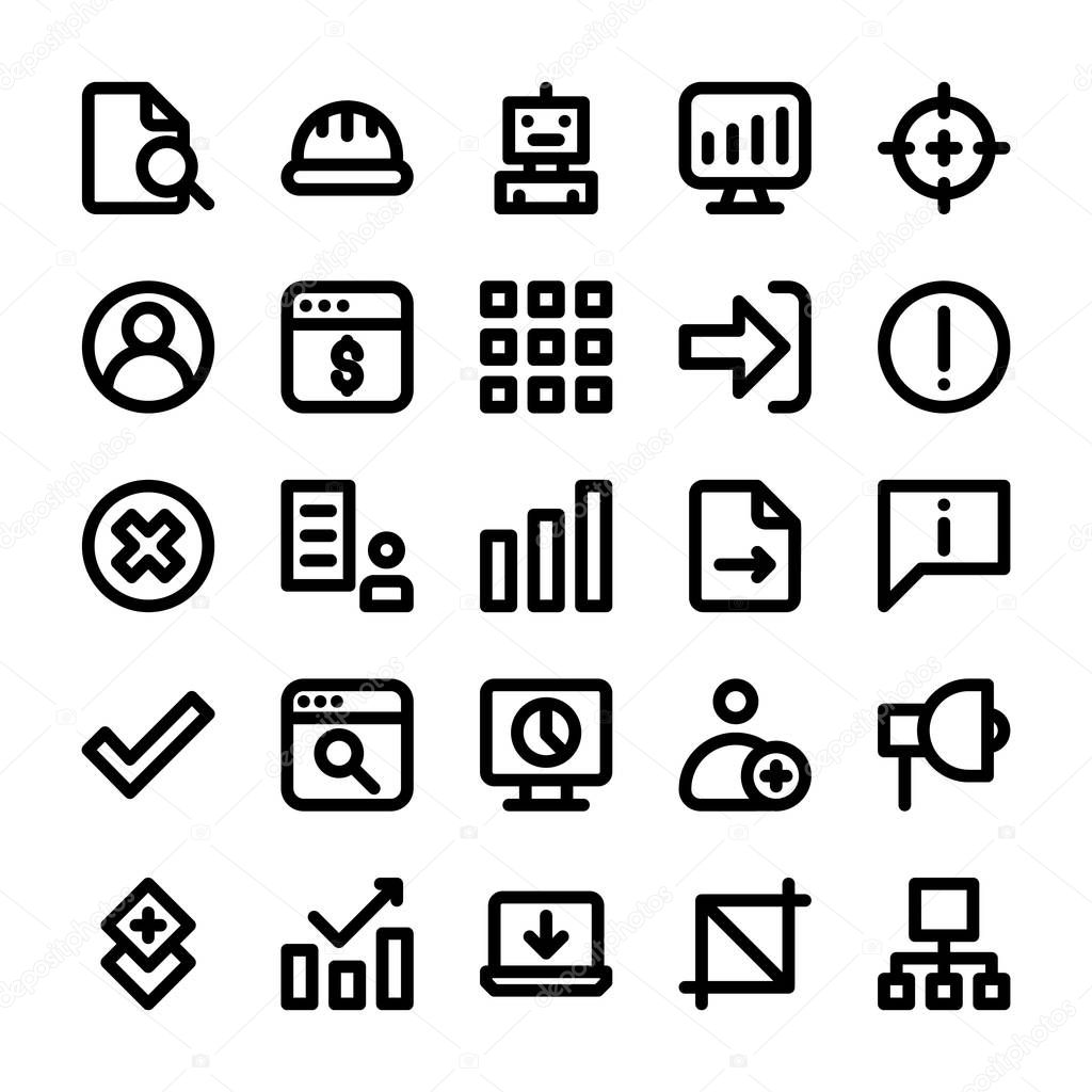 A Set of User Interface Bold Line Icons 