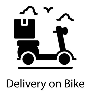 Küçük motosiklet gıda teslim kavramı sunan bir paket ile 