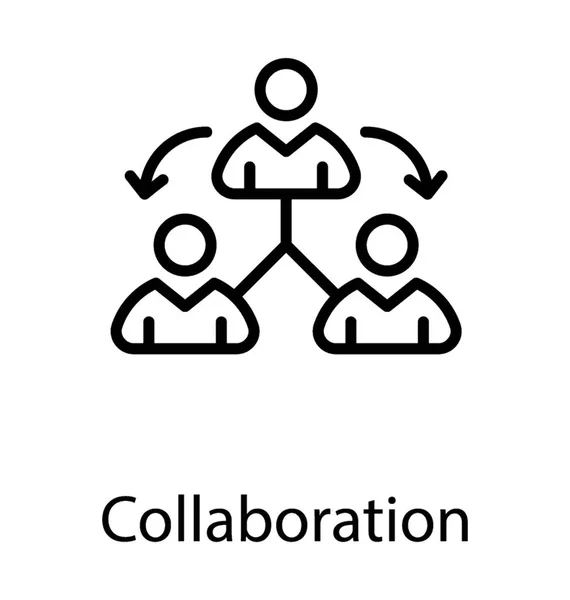 Tre Personer Som Anslutna Ett Nätverk Ikonen Representerar Begreppet Samarbete — Stock vektor