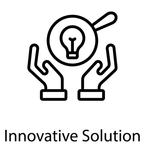 Büyüteç Lens Ampul Içinde Sahip Yenilikçi Çözüm Kavramsal Simgedir Holding — Stok Vektör