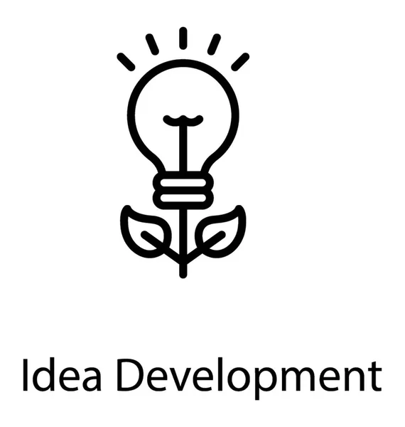 Uma Lâmpada Espumante Com Folhas Mostrando Ícone Desenvolvimento Ideia — Vetor de Stock