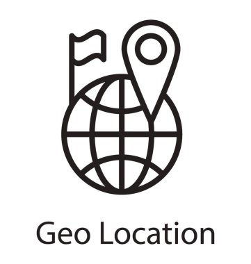Toplu iğne işaretçisi ve bir bayrak, geolocation için bir simge ile dünya 